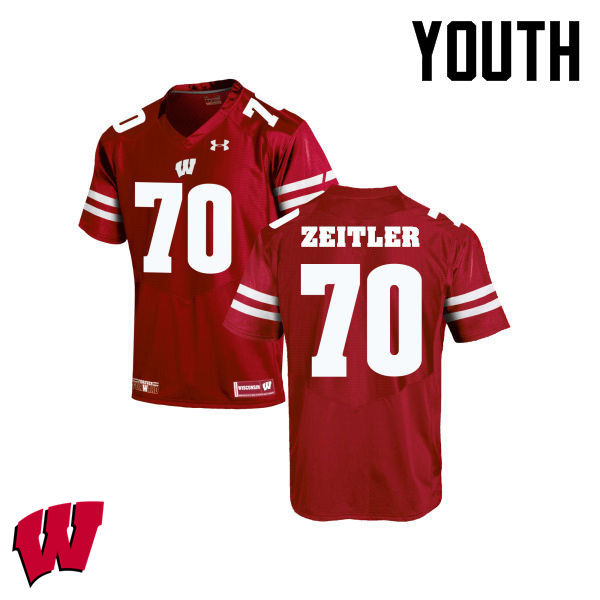 Youth Winsconsin Badgers #70 Kevin Zeitler College Football Jerseys-Red